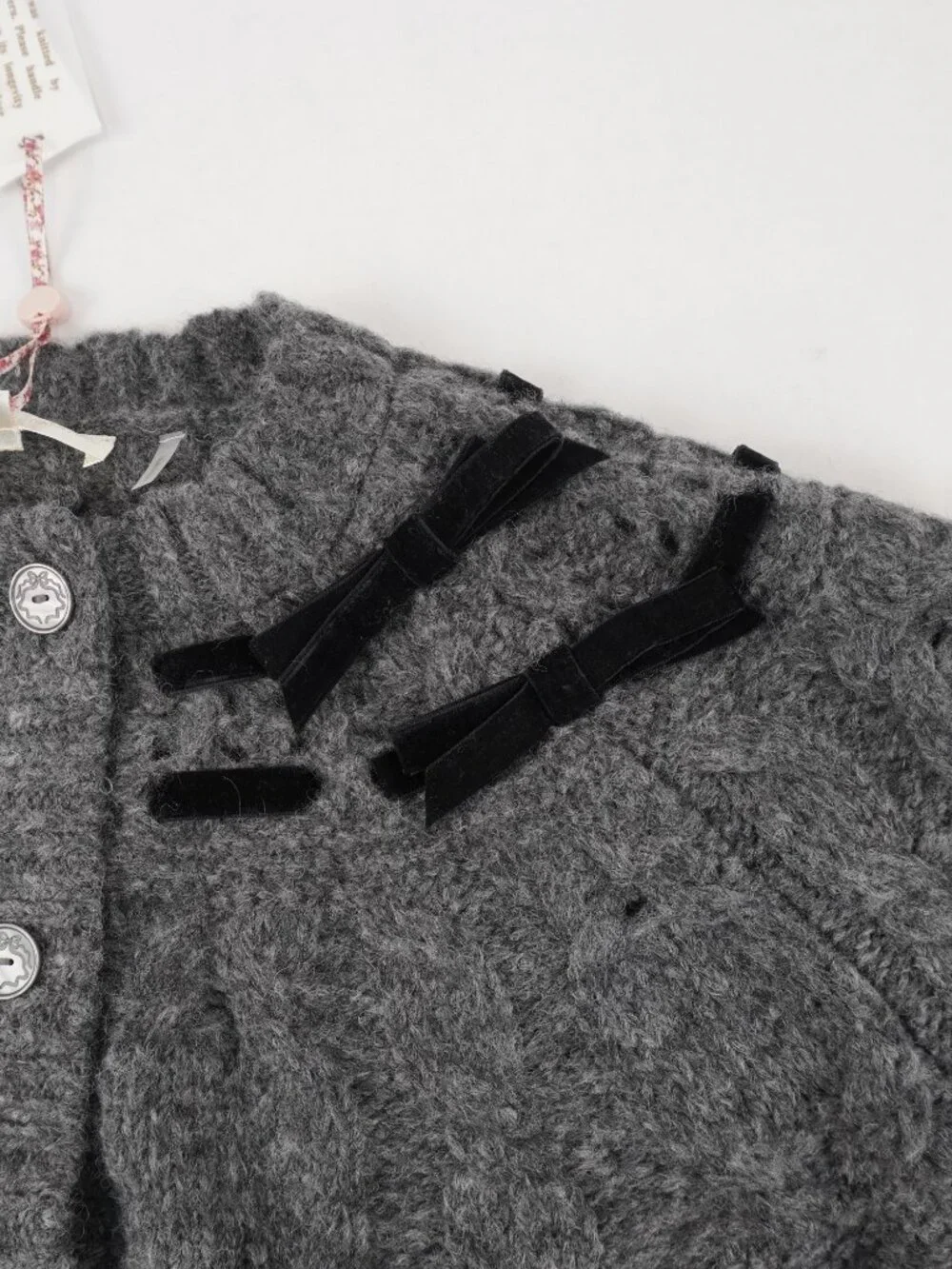 LoveShackFancy Clementian Cardigan In Dark Gray Melange - Women's Size XL - NWT